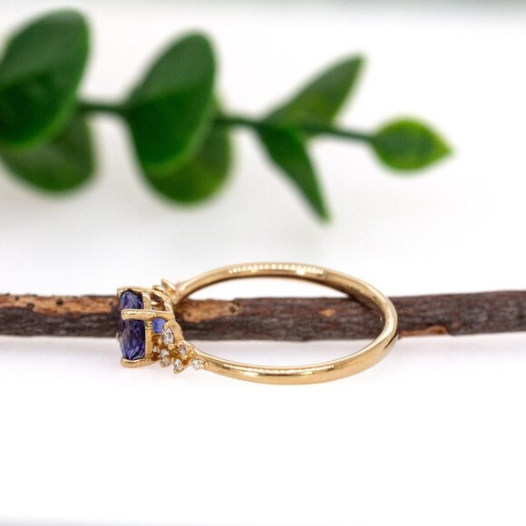 Tanzanite Ring in Solid 14K Gold with Natural Diamond Accents - Picture 6 of 8